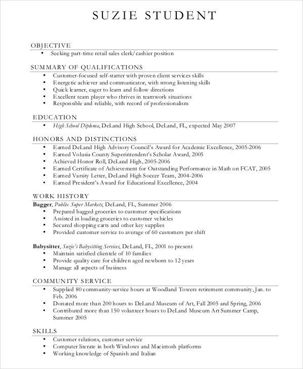 10+ High School Resume Templates, Examples, Samples Format ...