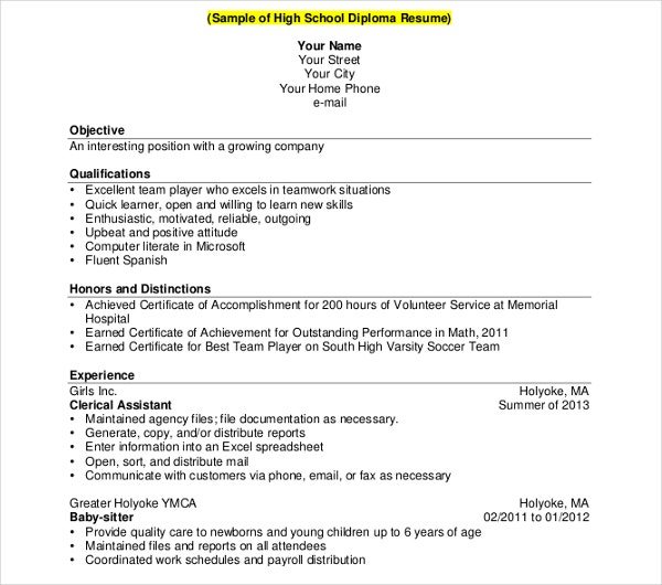 10+ High School Resume Templates