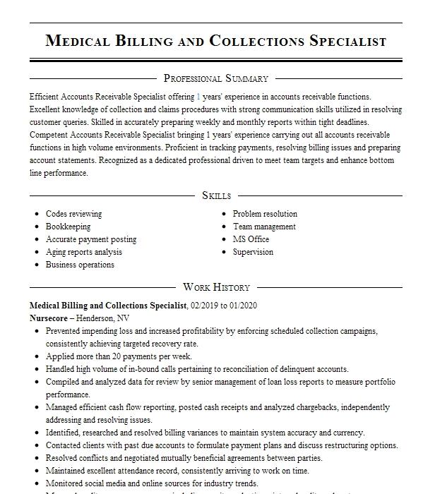 12+ Medical Collector Resume Sample