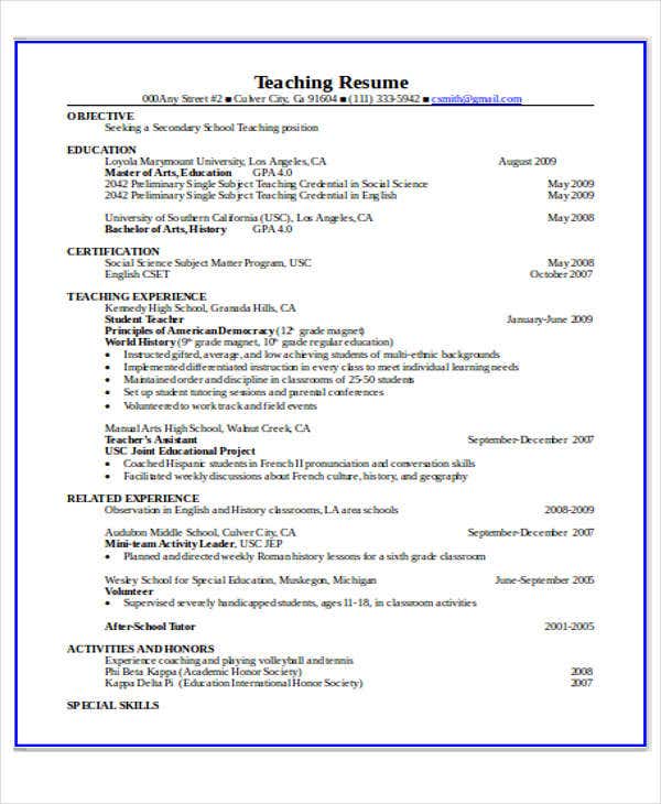 14+ Education Resume Templates in Word