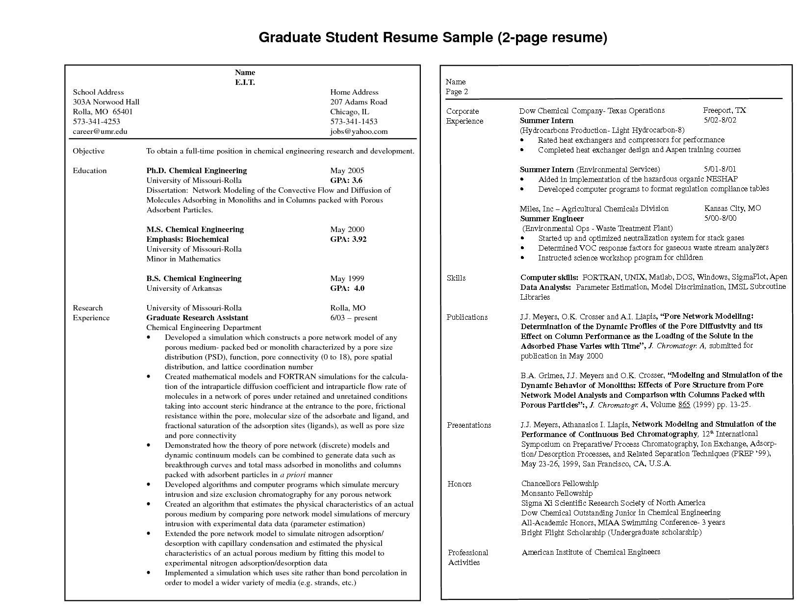 2 Page Resume Format Examples
