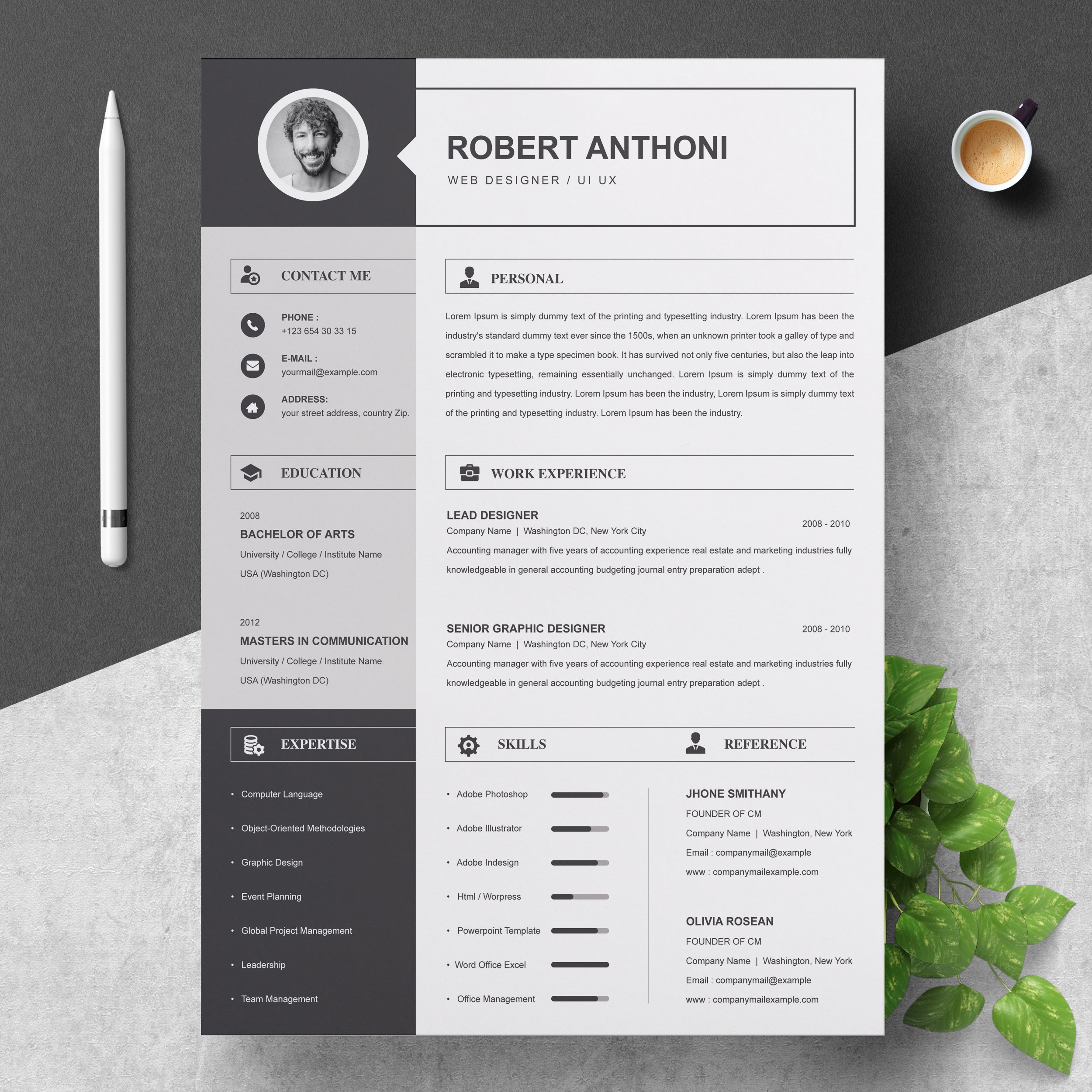 2 Pages Resume Template / CV Design