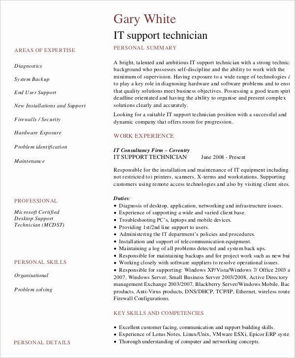 20 Computer Support Technician Resume in 2020