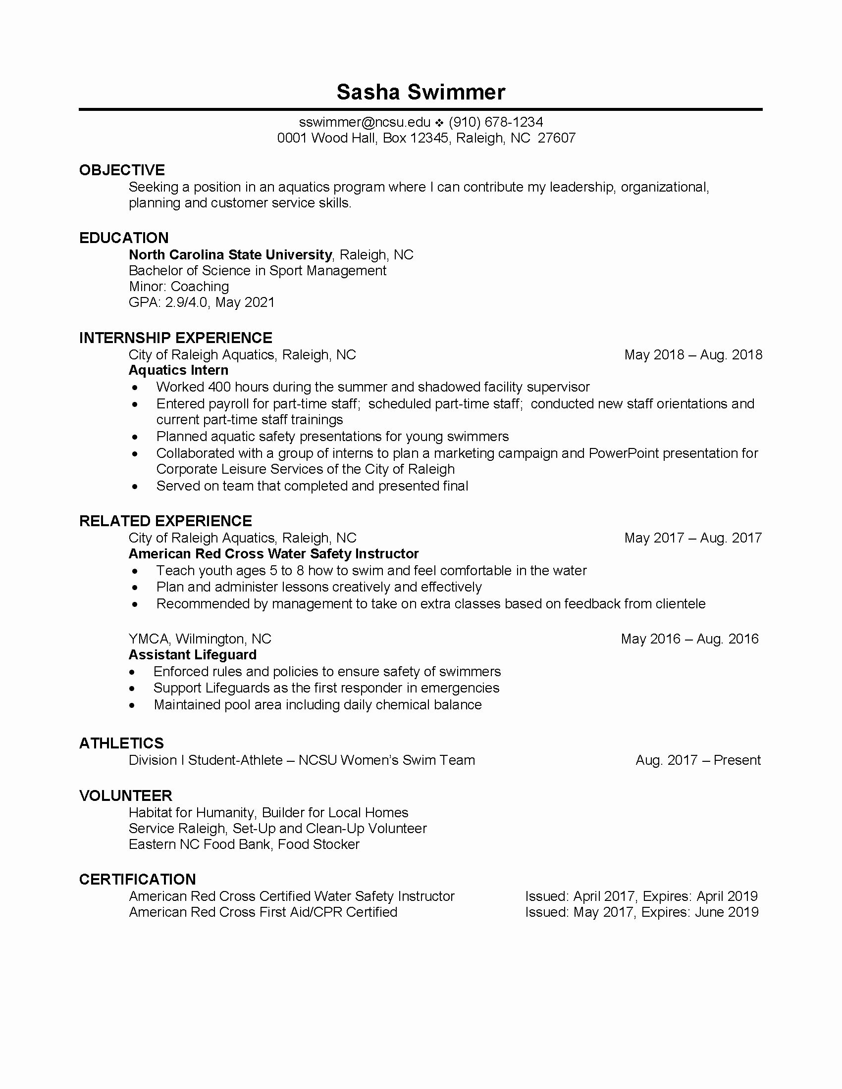 23 Student athlete Resume Example in 2020