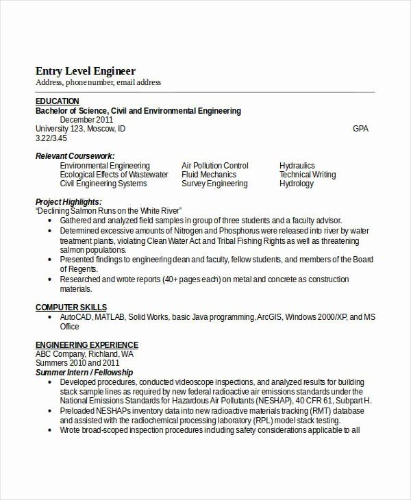 25 Entry Level Electrical Engineer Resume in 2020