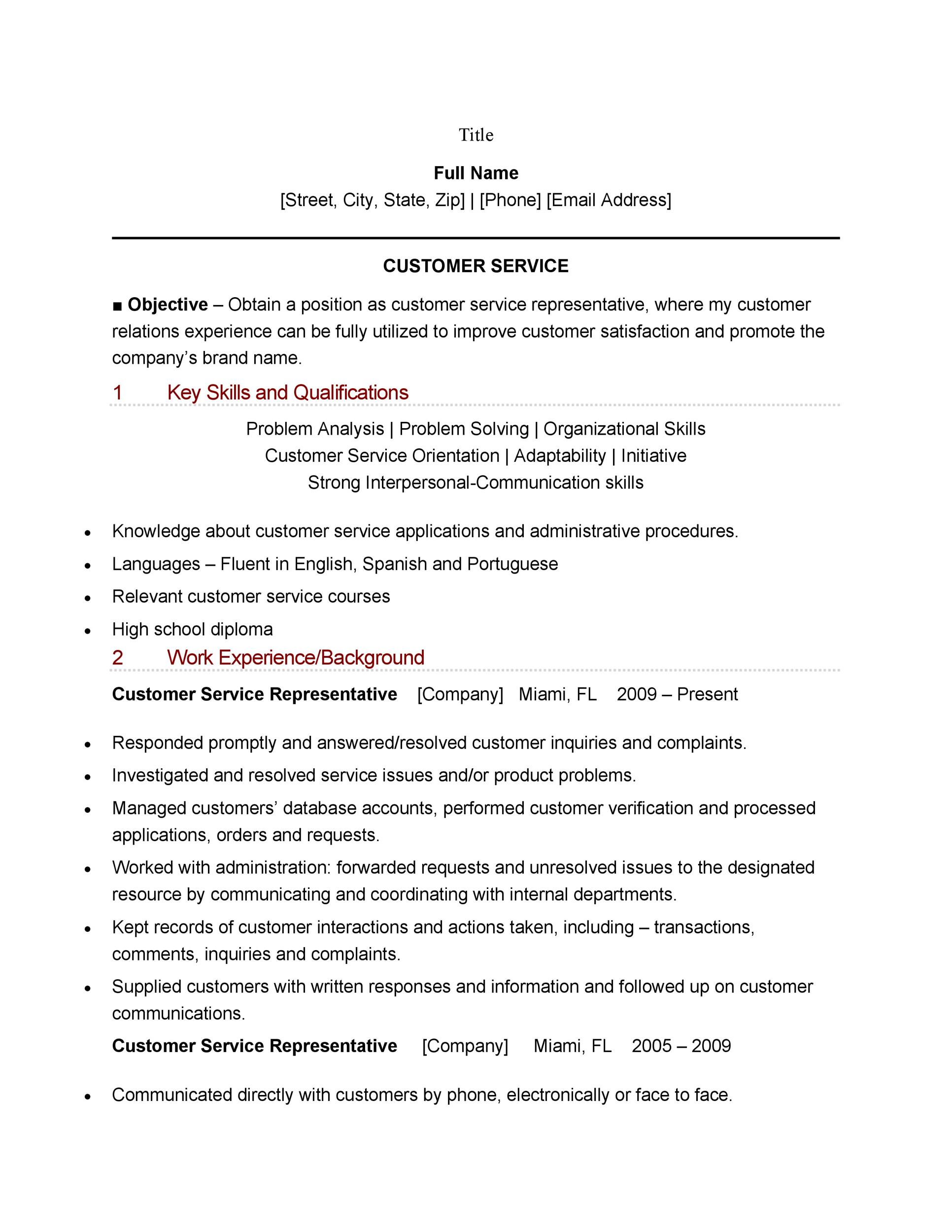 30+ Customer Service Resume Examples
