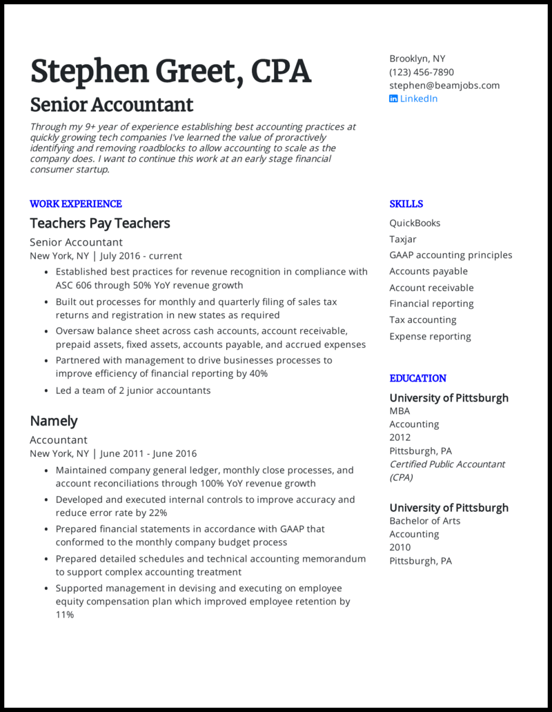 4 Accountant Resume Examples for August 2021