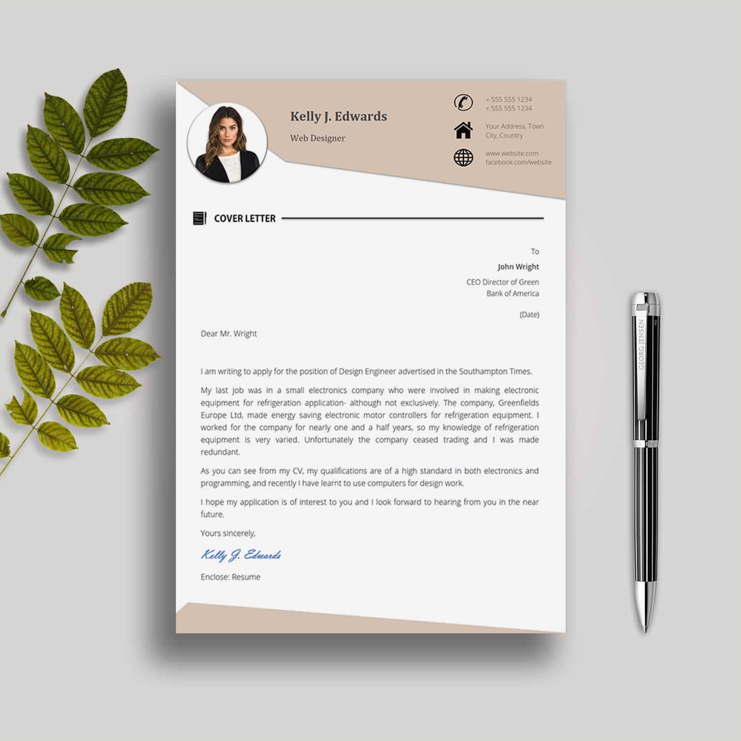 5 pages CV Template with Cover Letter, References and Portfolio ...