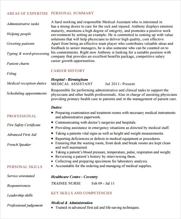 7 Medical Assistant Resume Templates â Samples , Examples &  Format ...