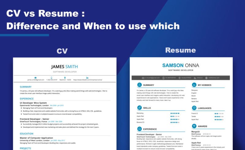 7 Remarkable Difference between CV and Resume