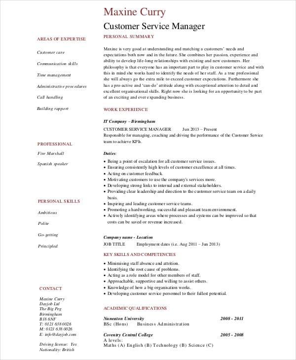 8+ Retail Manager Resumes