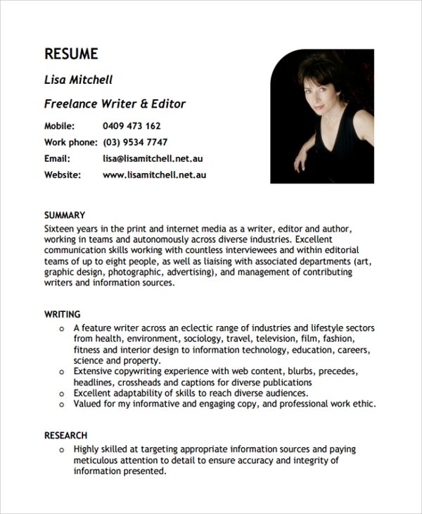 8+ Sample Freelance Resume Templates in PDF