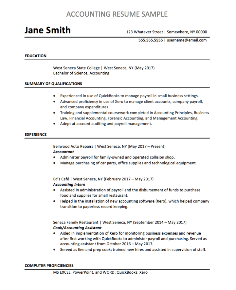 Accountant Resume Sample