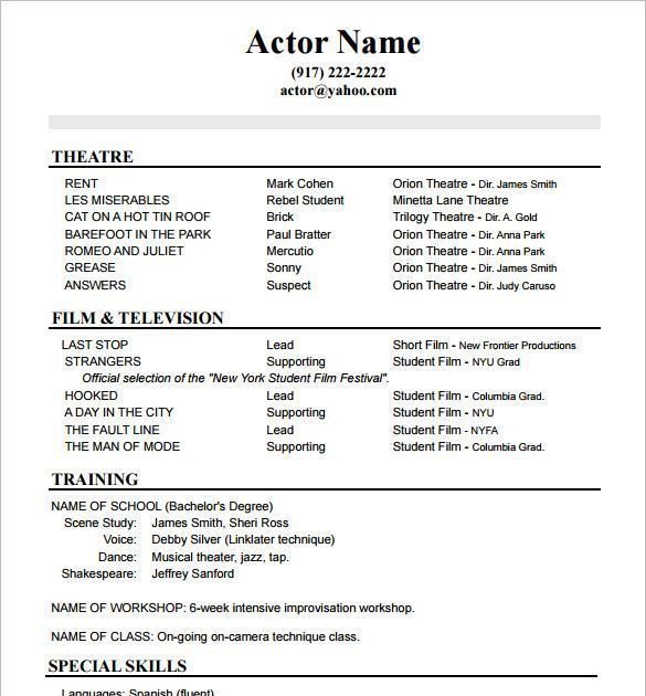 Acting Resume No Experience Template , How to Create a ...