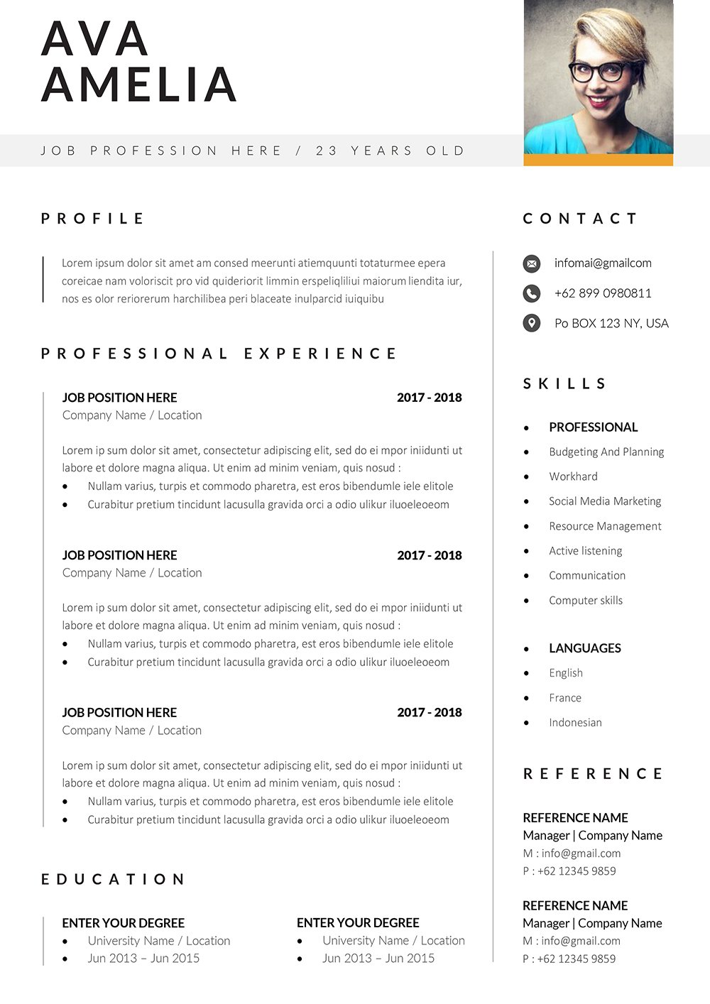 ATS Friendly Resume Template Word Format (DOC/DOCX)