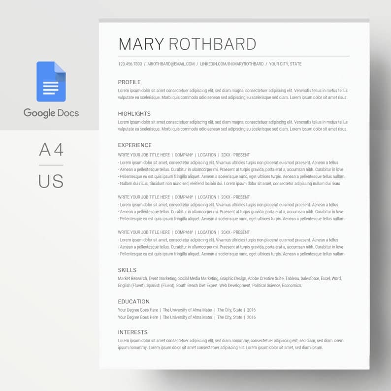 ATS resume template Google Docs. An ATS friendly Google Docs