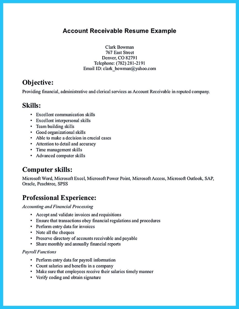 Awesome Account Receivable Resume to Get Employer Impressed