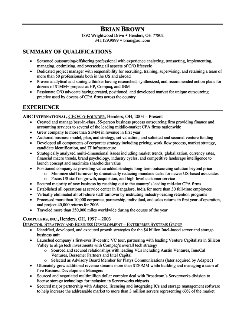 Basic Resume Summary Examples