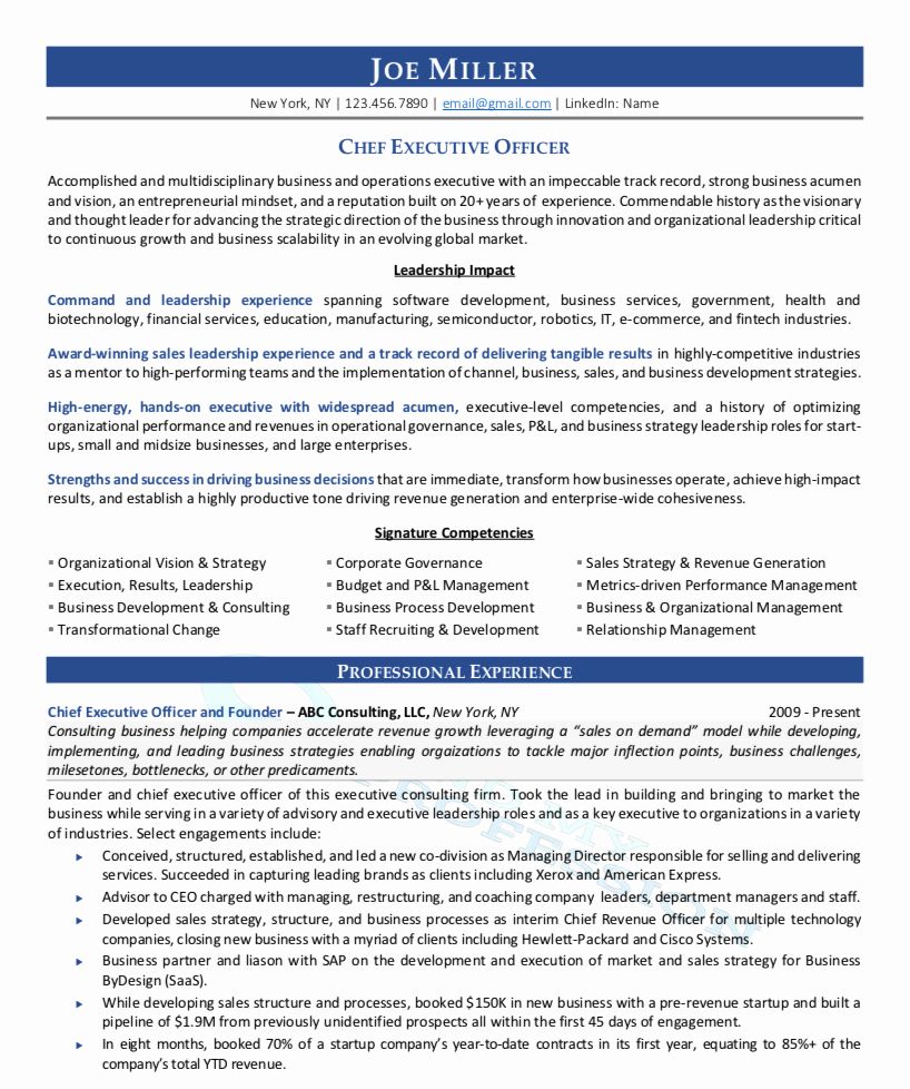 Best Chief Operating Officer Resume