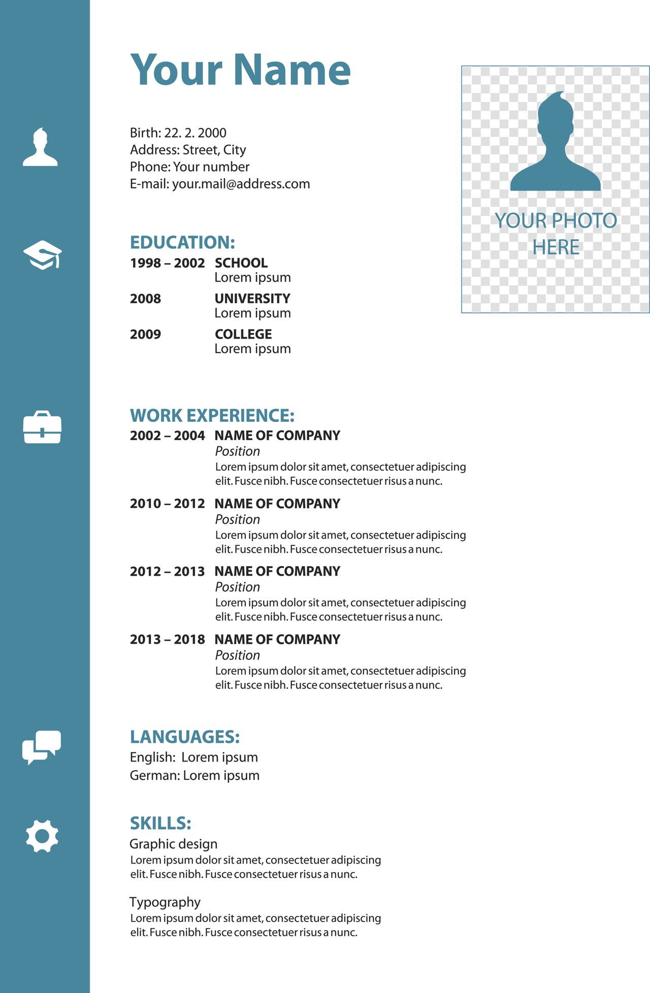 Blank Resume Forms