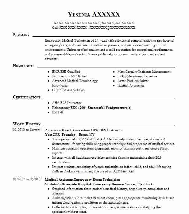 BLS/ACLS Instructor (AHA Certified) Resume Example Company ...