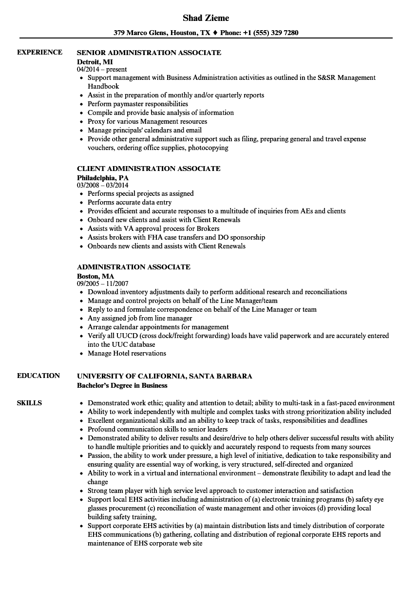 Business Management Degree Resume Examples