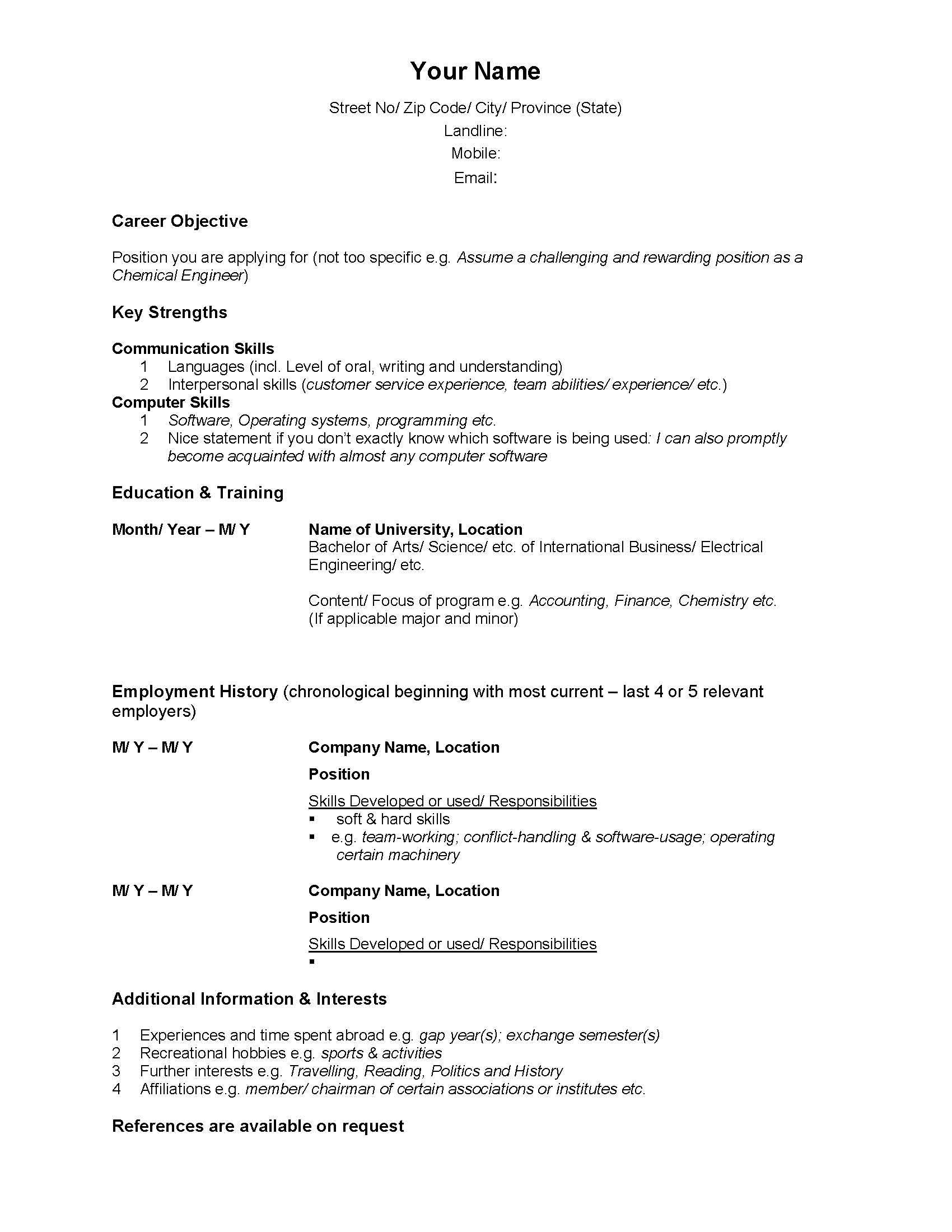 Canadian Resume Format Doc  planner template free