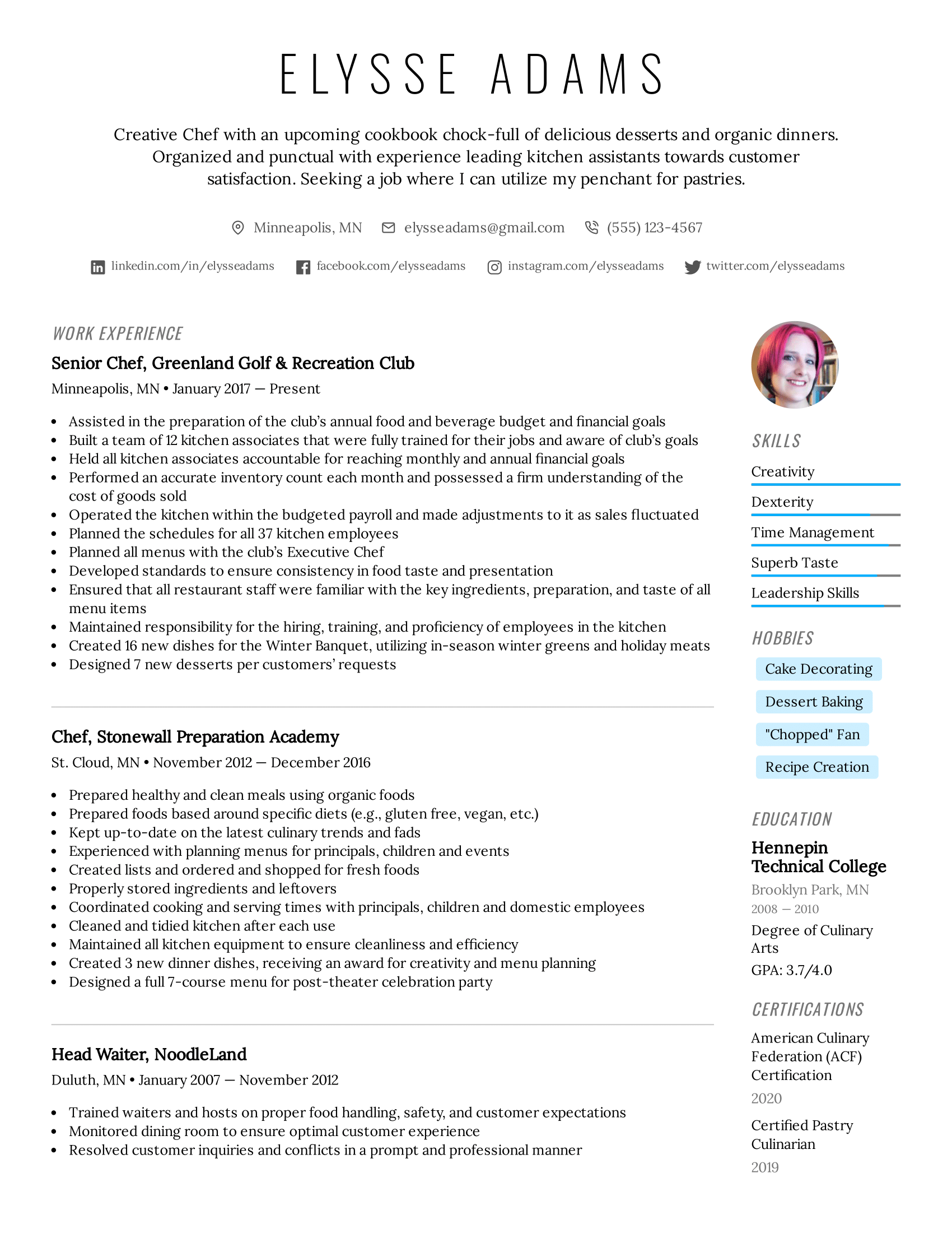 Chef Resume Example &  Writing Tips for 2020