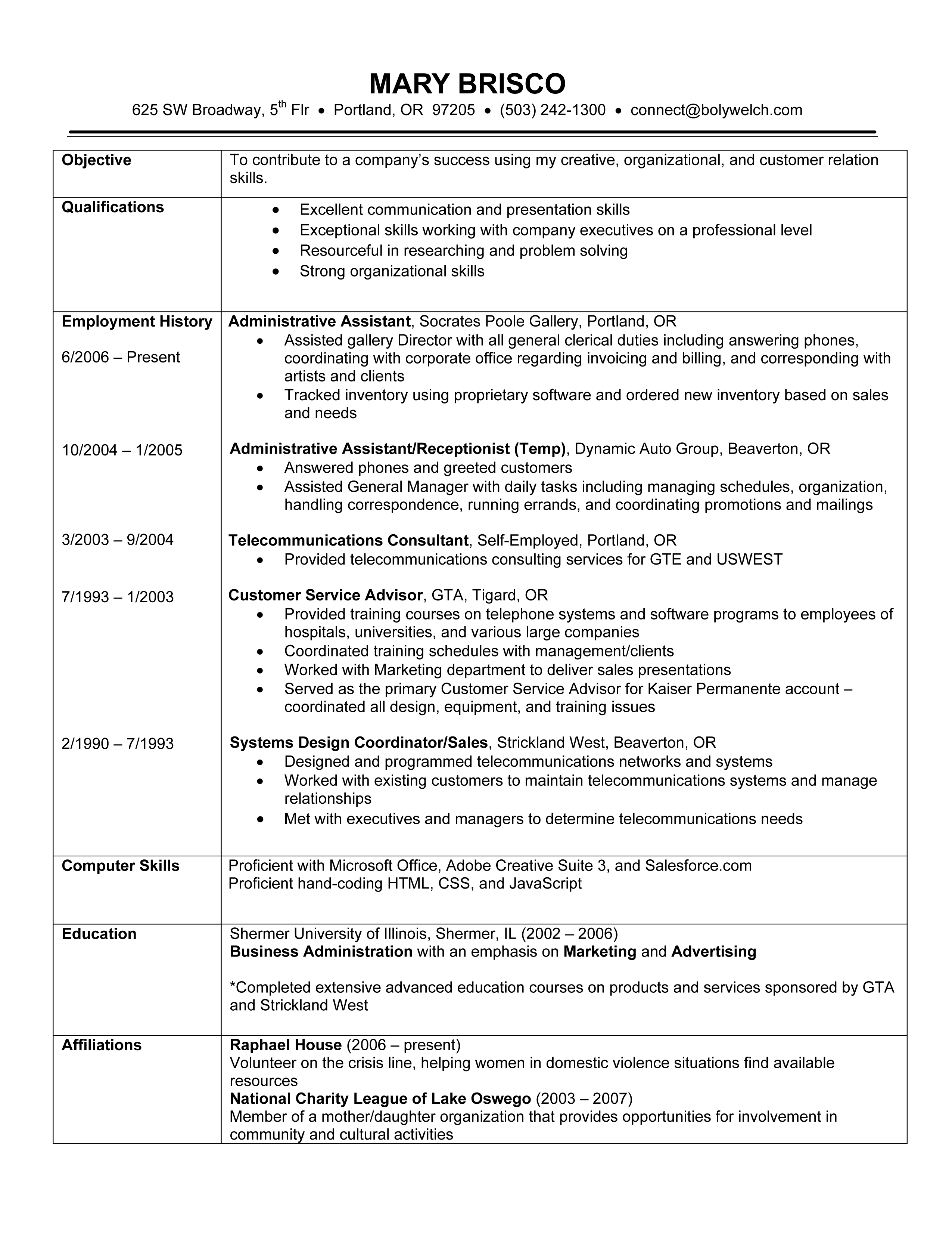 Chronological Resume Example // A chronological resume ...