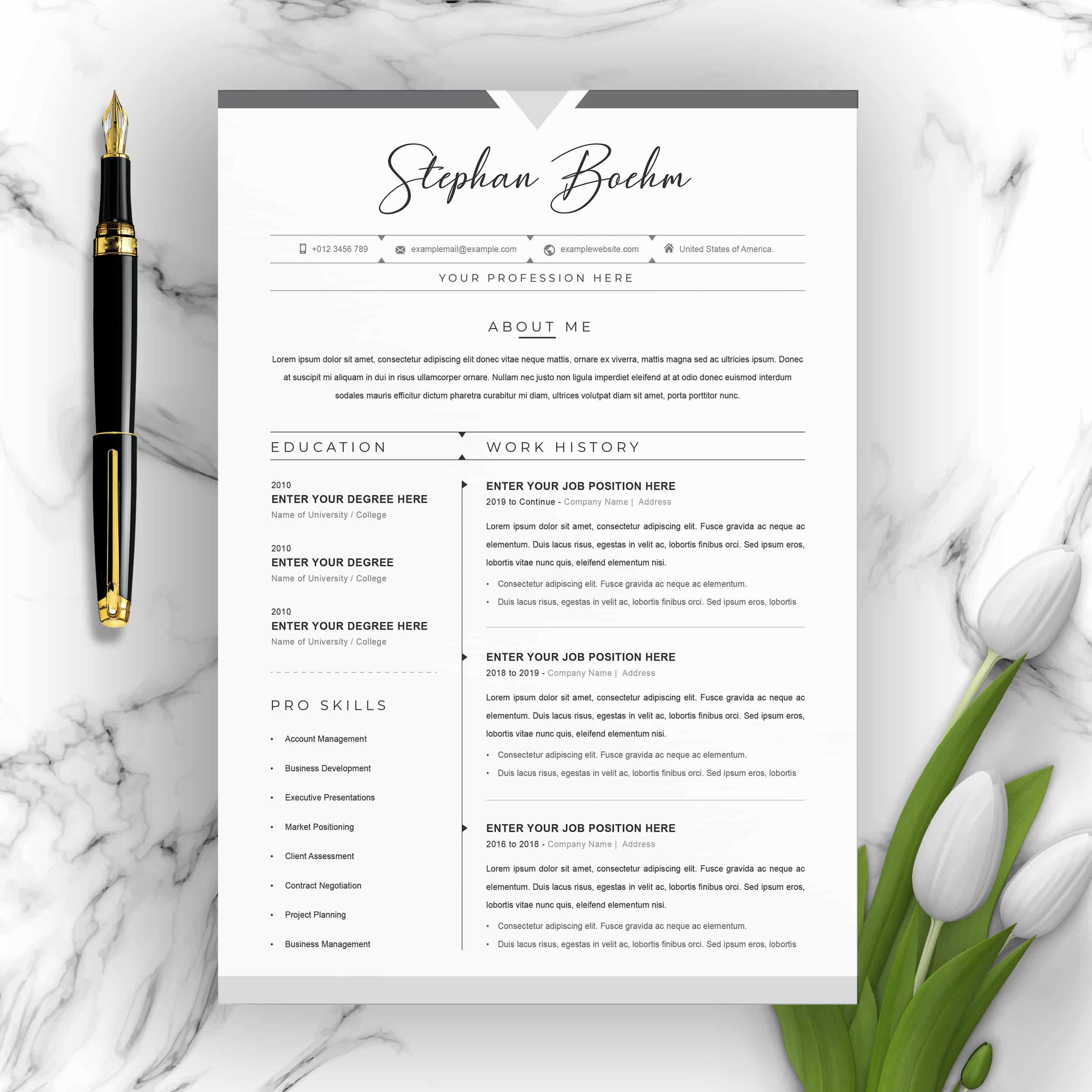 Clean Resume / CV Template with MS Word Cover Letter â Crella