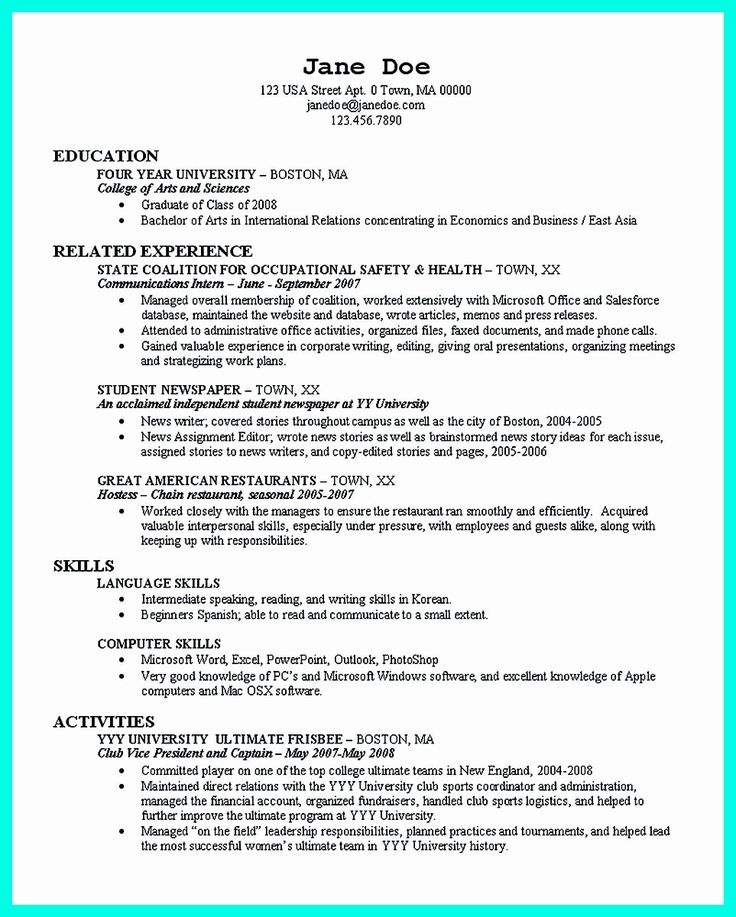 College Graduate Resume Template Best Of the Perfect ...