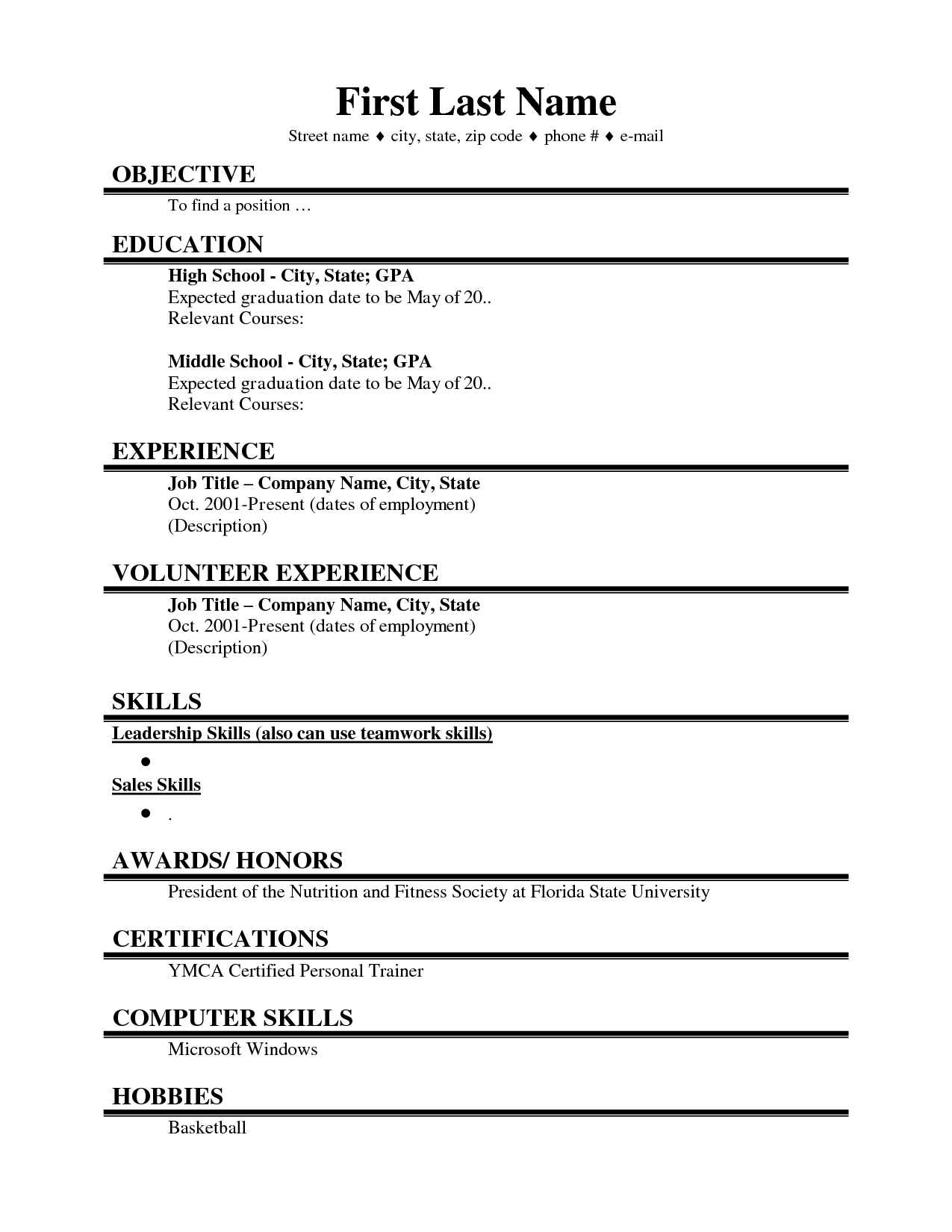 College Student Resume Examples Resume Builder Resume Templates