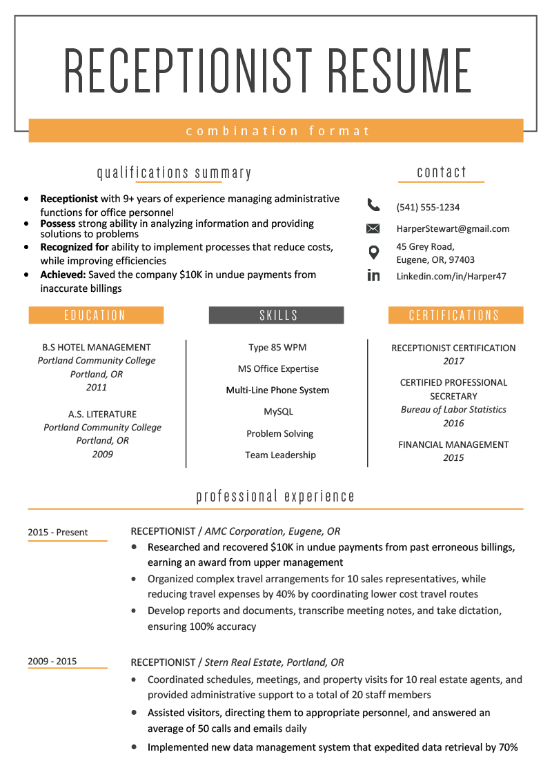 Combination Resume: Template, Examples &  Writing Guide