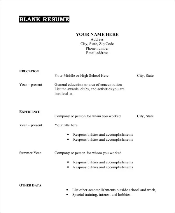 Completely Free Printable Resume Templates : 100 Free Resume Templates ...