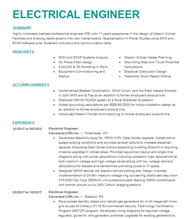 Consultant Electrical Engineer Resume Example Axios Architects ...