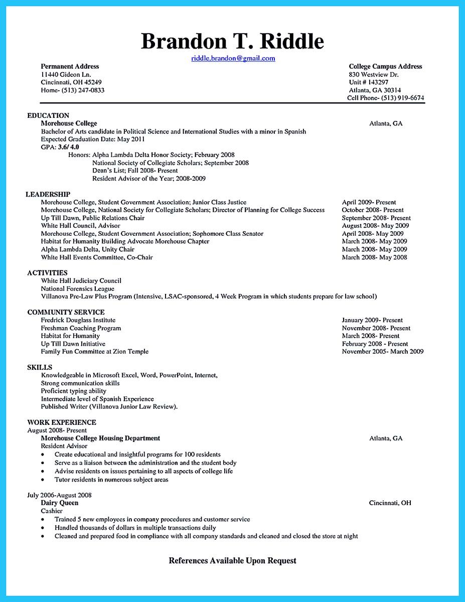 cool Best Current College Student Resume with No ...