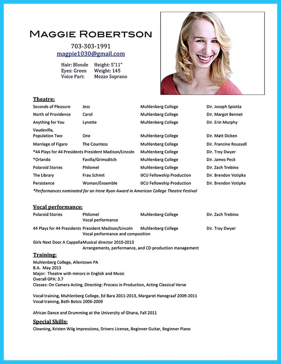 cool Outstanding Acting Resume Sample to Get Job Soon,