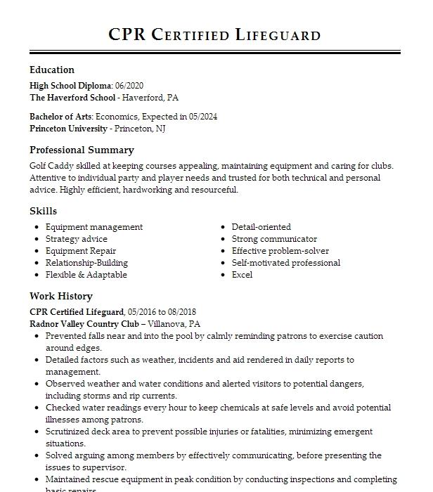 CPR CERTIFIED Resume Example American Red Cross