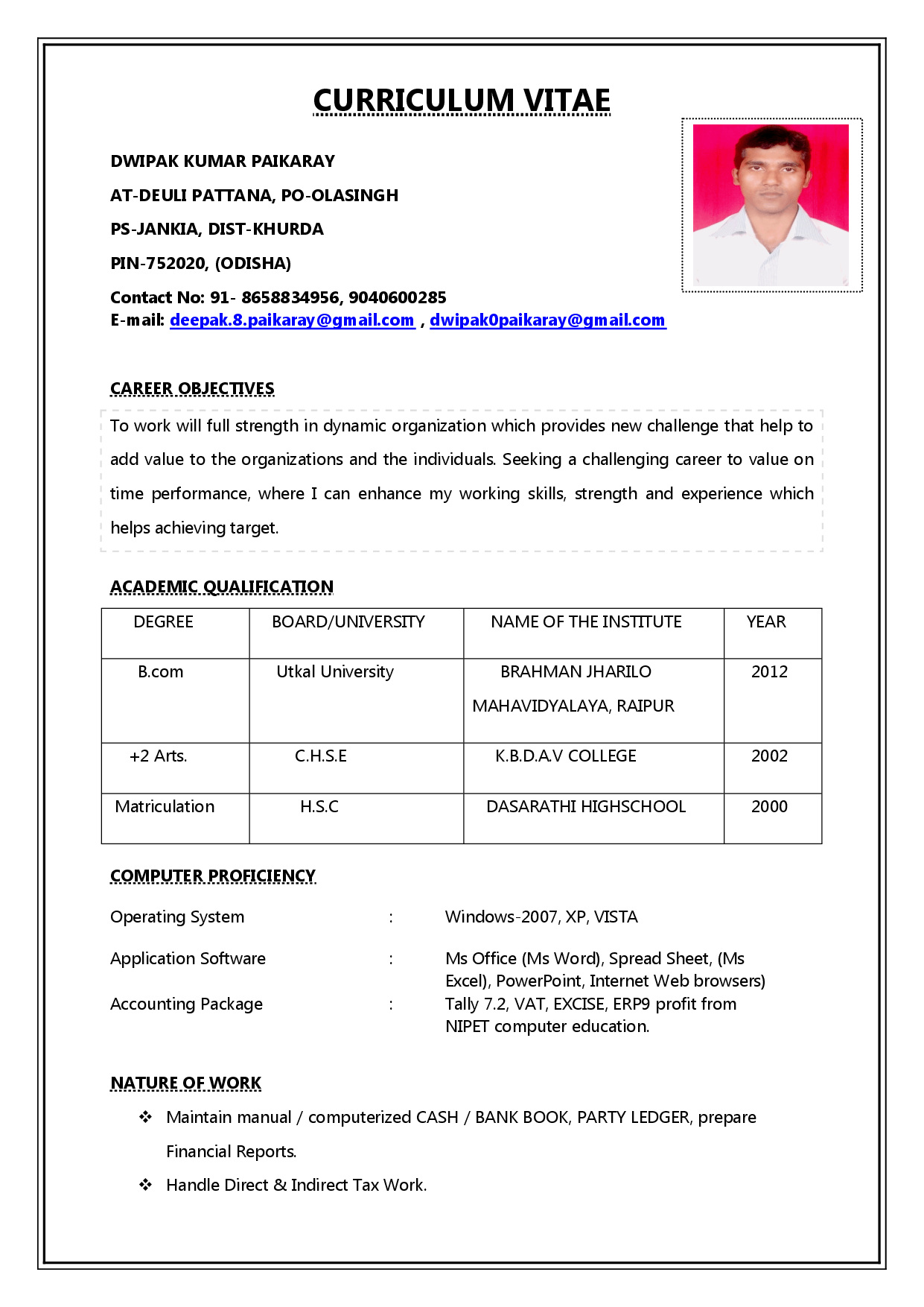 Create A Resume Format