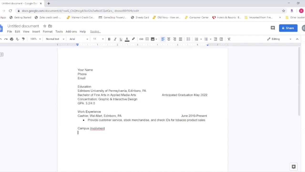 Create a Resume in Google Docs