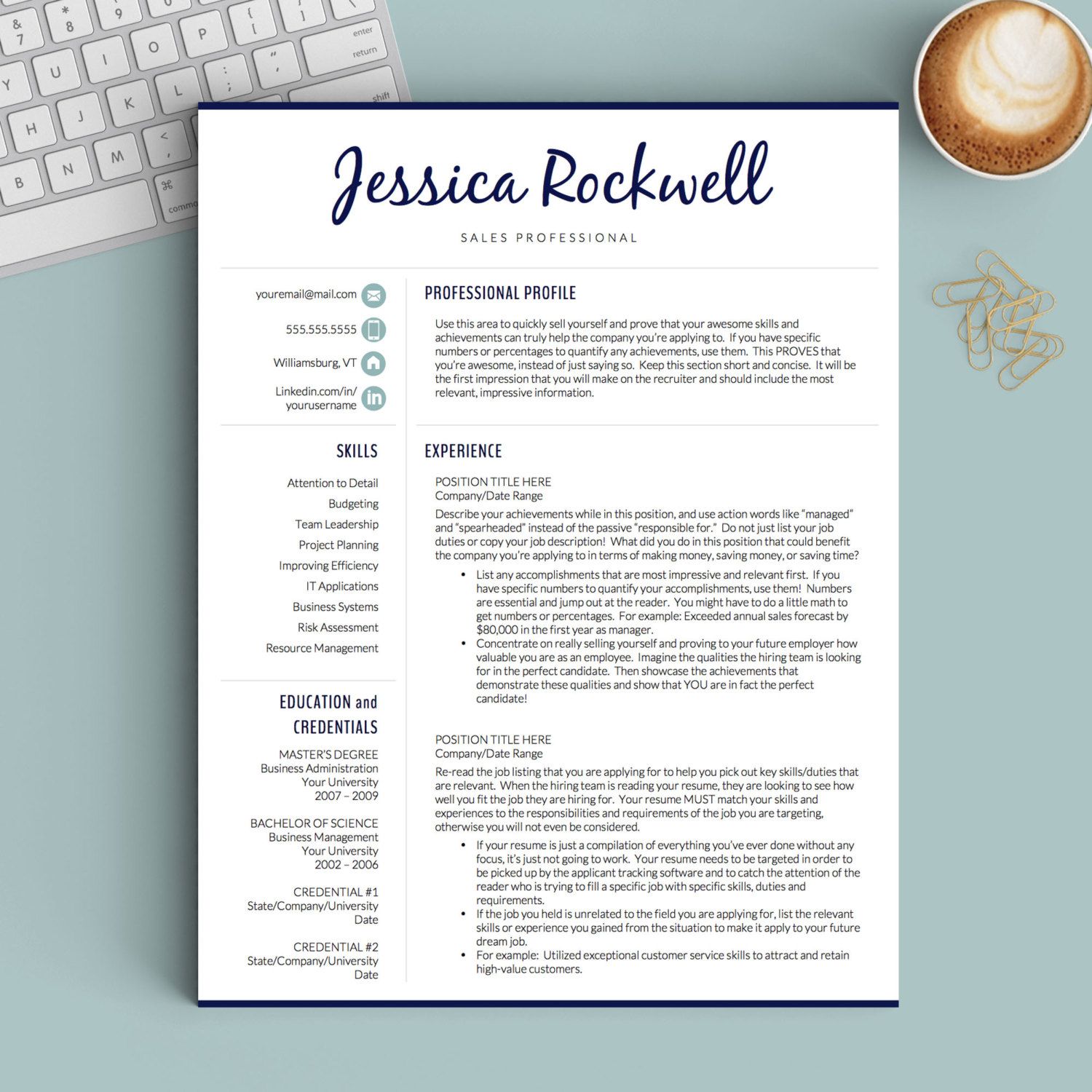 Creative Resume Template for Word and Pages