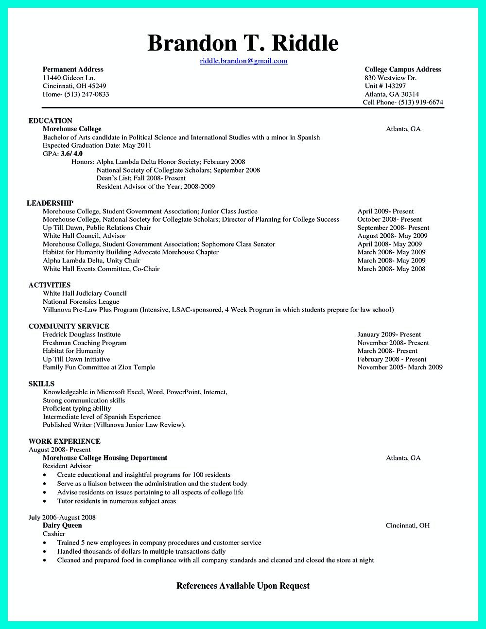 Current college student resume is designed for fresh ...