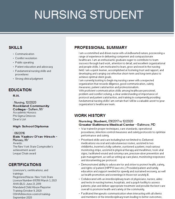Current Nursing Student Resume Example University Of Colorado Denver ...