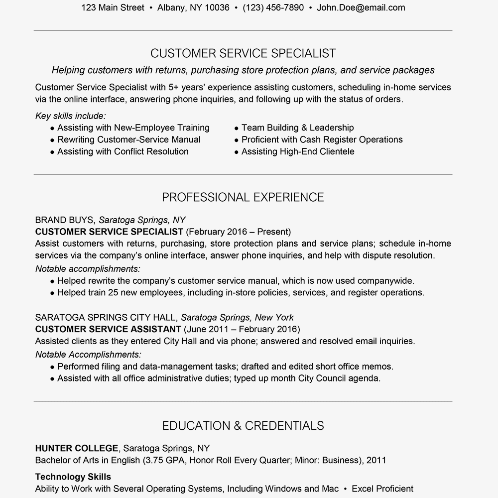 Customer Service Resume: Examples and Writing Tips