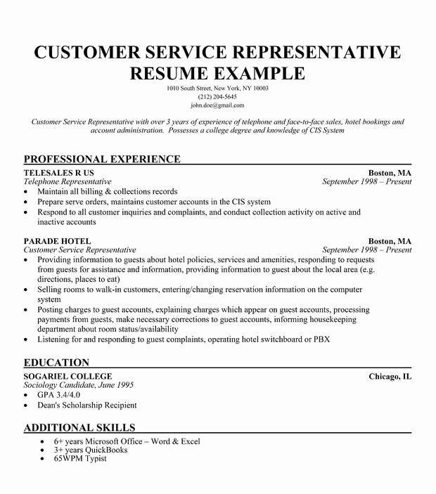 Customer Service Resume Template Free Lovely Free Resume Samples for ...
