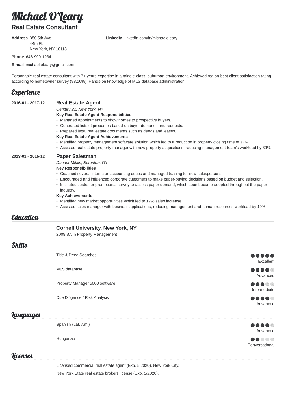 Download Realtor Resume