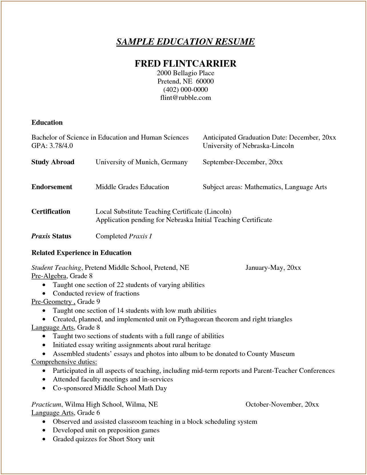 Education Part Of Resume Examples