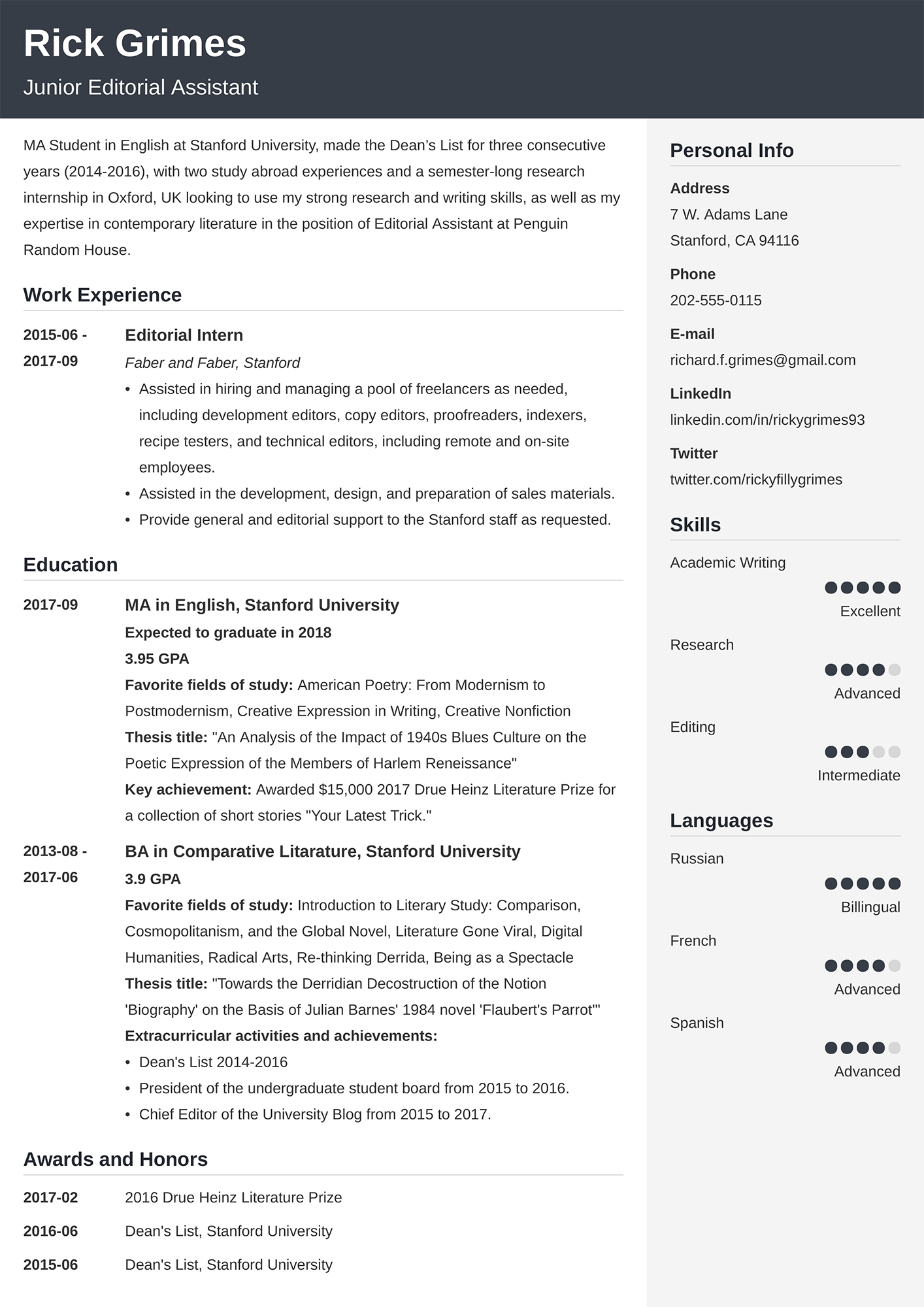 Employment Resume Format For Job