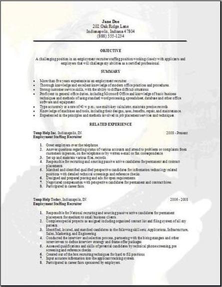 Employment Staffing Resume, Occupational:examples, samples ...