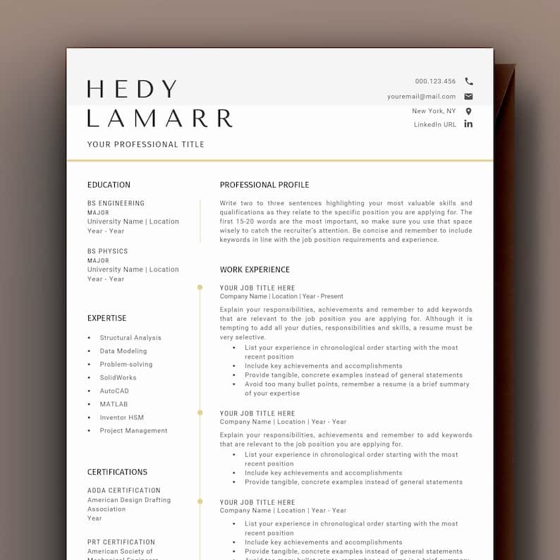 Engineer Resume Template Word CV Template Cover Letter